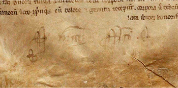 Posible firma manuscrita de Gonzalo de Hinojosa en el manuscrito P.I.4 de la Real Biblioteca del Escorial